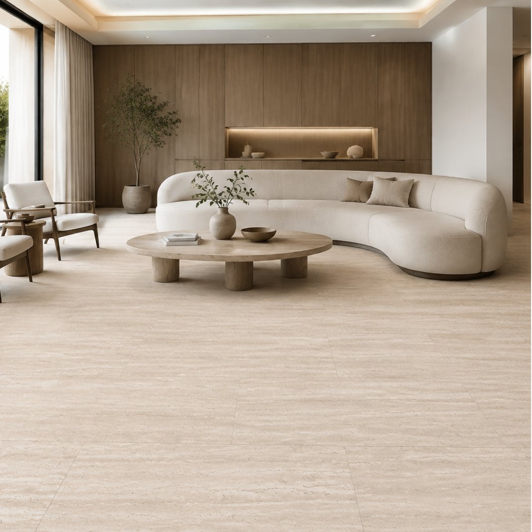AL Traventino Beige Marble & Stone Living Area Tiles - My Home Studio
